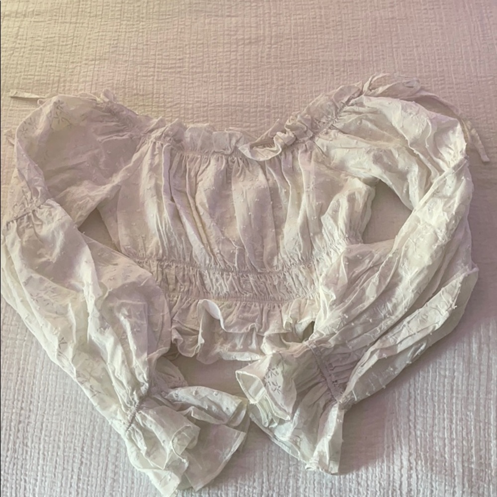 Princess Polly White Puff Cropped Top